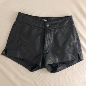 Wilson’s black leather shorts